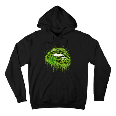 Lips Sexy Irish Leopard Print Shamrock Green St Patricks Day Hoodie