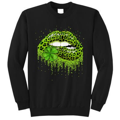 Lips Sexy Irish Leopard Print Shamrock Green St Patricks Day Sweatshirt