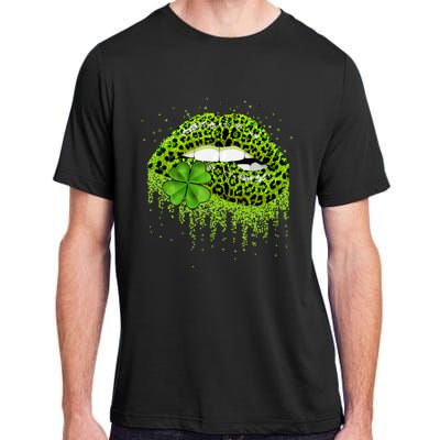 Lips Sexy Irish Leopard Print Shamrock Green St Patricks Day Adult ChromaSoft Performance T-Shirt