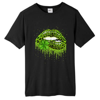 Lips Sexy Irish Leopard Print Shamrock Green St Patricks Day Tall Fusion ChromaSoft Performance T-Shirt