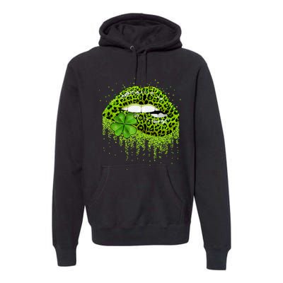 Lips Sexy Irish Leopard Print Shamrock Green St Patricks Day Premium Hoodie