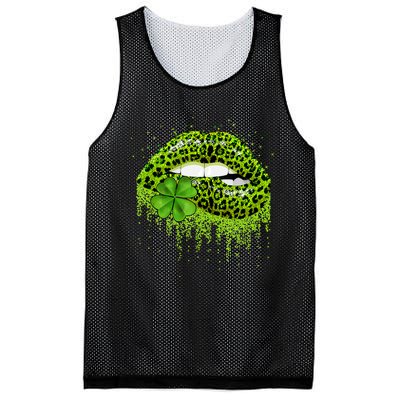 Lips Sexy Irish Leopard Print Shamrock Green St Patricks Day Mesh Reversible Basketball Jersey Tank