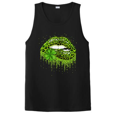 Lips Sexy Irish Leopard Print Shamrock Green St Patricks Day PosiCharge Competitor Tank