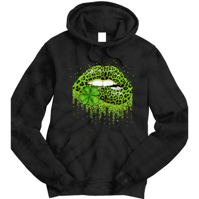 Lips Sexy Irish Leopard Print Shamrock Green St Patricks Day Tie Dye Hoodie