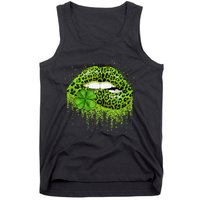 Lips Sexy Irish Leopard Print Shamrock Green St Patricks Day Tank Top