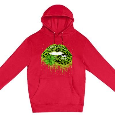 Lips Sexy Irish Leopard Print Shamrock Green St Patricks Day Premium Pullover Hoodie