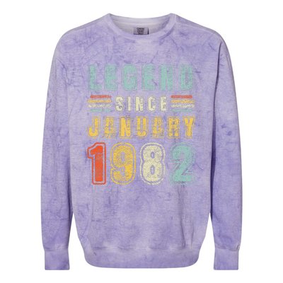 Legend Since January 1982 41 Years Old Vintage 41st Birthday Colorblast Crewneck Sweatshirt