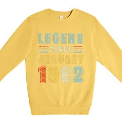 Legend Since January 1982 41 Years Old Vintage 41st Birthday Premium Crewneck Sweatshirt