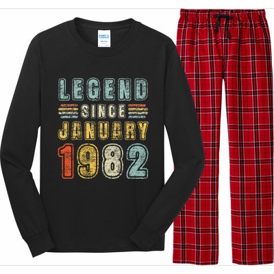 Legend Since January 1982 41 Years Old Vintage 41st Birthday Long Sleeve Pajama Set