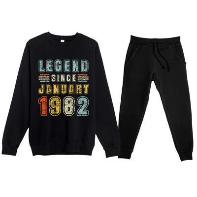 Legend Since January 1982 41 Years Old Vintage 41st Birthday Premium Crewneck Sweatsuit Set