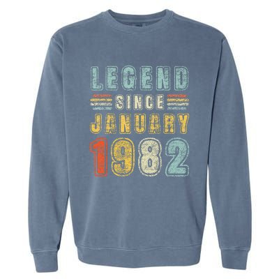 Legend Since January 1982 41 Years Old Vintage 41st Birthday Garment-Dyed Sweatshirt