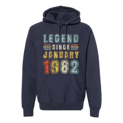 Legend Since January 1982 41 Years Old Vintage 41st Birthday Premium Hoodie