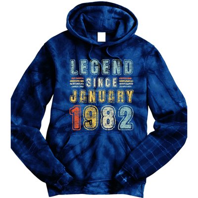 Legend Since January 1982 41 Years Old Vintage 41st Birthday Tie Dye Hoodie