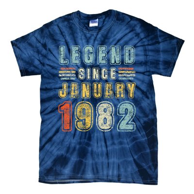 Legend Since January 1982 41 Years Old Vintage 41st Birthday Tie-Dye T-Shirt