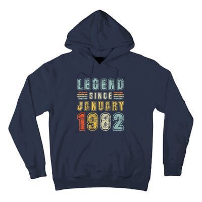 Legend Since January 1982 41 Years Old Vintage 41st Birthday Tall Hoodie