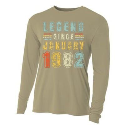 Legend Since January 1982 41 Years Old Vintage 41st Birthday Cooling Performance Long Sleeve Crew