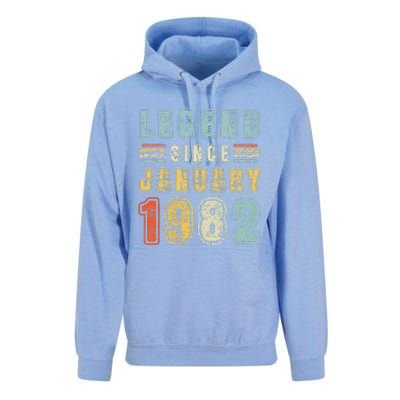 Legend Since January 1982 41 Years Old Vintage 41st Birthday Unisex Surf Hoodie