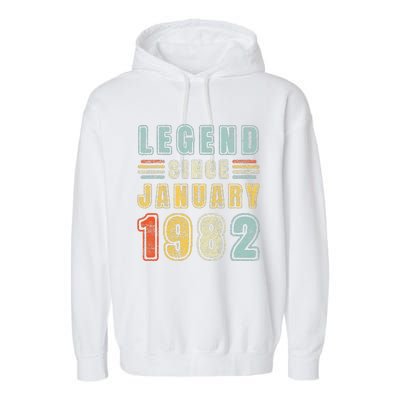 Legend Since January 1982 41 Years Old Vintage 41st Birthday Garment-Dyed Fleece Hoodie