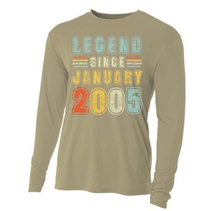 Legend Since January 2005 18 Years Old Vintage 18th Birthday Cooling Performance Long Sleeve Crew