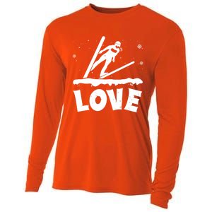 Love Ski Jumping Winter Sports Enthusiast Ski Ramp Lover Gift Cooling Performance Long Sleeve Crew