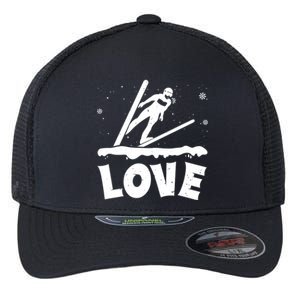 Love Ski Jumping Winter Sports Enthusiast Ski Ramp Lover Gift Flexfit Unipanel Trucker Cap