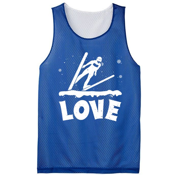 Love Ski Jumping Winter Sports Enthusiast Ski Ramp Lover Gift Mesh Reversible Basketball Jersey Tank