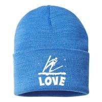 Love Ski Jumping Winter Sports Enthusiast Ski Ramp Lover Gift Sustainable Knit Beanie