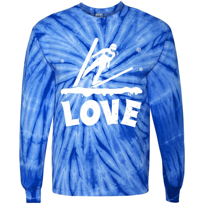 Love Ski Jumping Winter Sports Enthusiast Ski Ramp Lover Gift Tie-Dye Long Sleeve Shirt