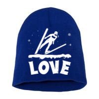 Love Ski Jumping Winter Sports Enthusiast Ski Ramp Lover Gift Short Acrylic Beanie