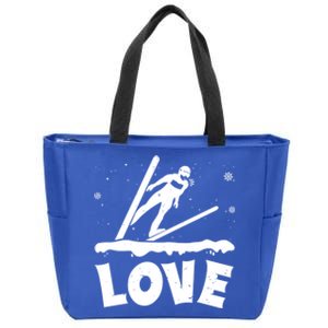 Love Ski Jumping Winter Sports Enthusiast Ski Ramp Lover Gift Zip Tote Bag