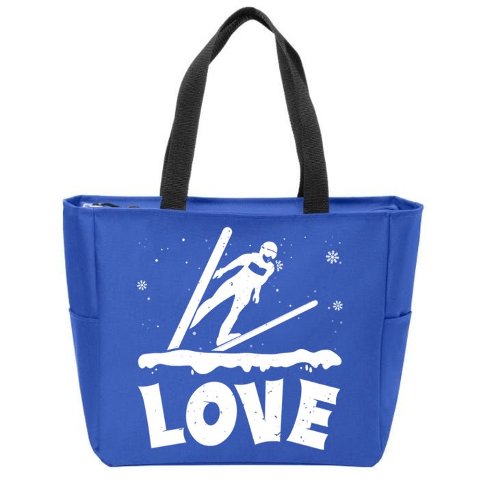 Love Ski Jumping Winter Sports Enthusiast Ski Ramp Lover Gift Zip Tote Bag