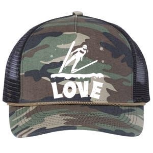 Love Ski Jumping Winter Sports Enthusiast Ski Ramp Lover Gift Retro Rope Trucker Hat Cap