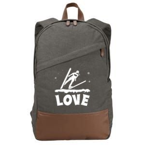 Love Ski Jumping Winter Sports Enthusiast Ski Ramp Lover Gift Cotton Canvas Backpack