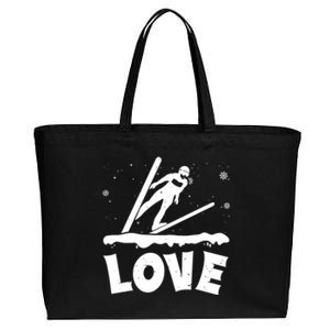 Love Ski Jumping Winter Sports Enthusiast Ski Ramp Lover Gift Cotton Canvas Jumbo Tote