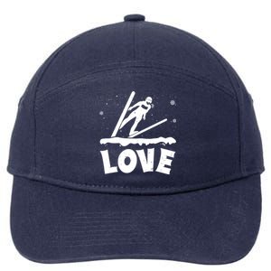 Love Ski Jumping Winter Sports Enthusiast Ski Ramp Lover Gift 7-Panel Snapback Hat