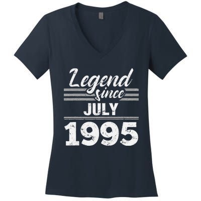 Legend Since July 1995 25th Birthday 25 Year Old Gift Women's V-Neck T-Shirt