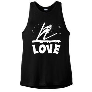 Love Ski Jumping Winter Sports Enthusiast Ski Ramp Lover Gift Ladies PosiCharge Tri-Blend Wicking Tank