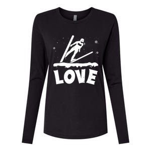 Love Ski Jumping Winter Sports Enthusiast Ski Ramp Lover Gift Womens Cotton Relaxed Long Sleeve T-Shirt