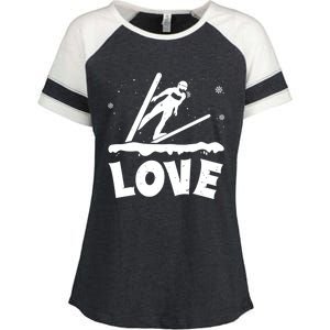 Love Ski Jumping Winter Sports Enthusiast Ski Ramp Lover Gift Enza Ladies Jersey Colorblock Tee