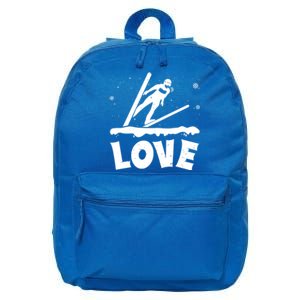 Love Ski Jumping Winter Sports Enthusiast Ski Ramp Lover Gift 16 in Basic Backpack