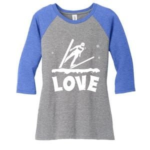 Love Ski Jumping Winter Sports Enthusiast Ski Ramp Lover Gift Women's Tri-Blend 3/4-Sleeve Raglan Shirt