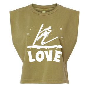 Love Ski Jumping Winter Sports Enthusiast Ski Ramp Lover Gift Garment-Dyed Women's Muscle Tee