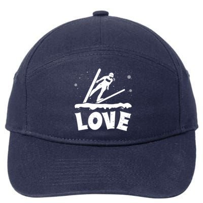 Love Ski Jumping Winter Sports Enthusiast Ski Ramp Lover Gift 7-Panel Snapback Hat