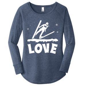 Love Ski Jumping Winter Sports Enthusiast Ski Ramp Lover Gift Women's Perfect Tri Tunic Long Sleeve Shirt