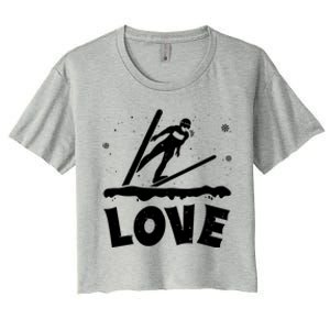 Love Ski Jumping Winter Sports Enthusiast Ski Ramp Lover Gift Women's Crop Top Tee