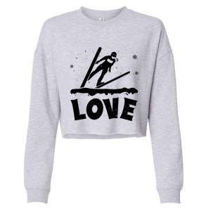 Love Ski Jumping Winter Sports Enthusiast Ski Ramp Lover Gift Cropped Pullover Crew