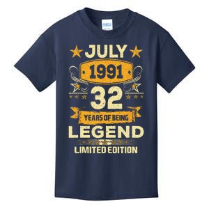 Legend Since July 1991 32 Years Old 32nd Birthday Gift Kids T-Shirt