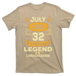 Legend Since July 1991 32 Years Old 32nd Birthday Gift T-Shirt