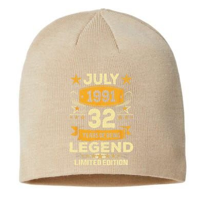 Legend Since July 1991 32 Years Old 32nd Birthday Gift Sustainable Beanie