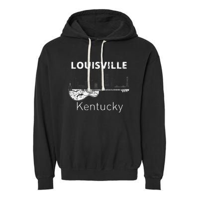 Louisville Souvenir Kentucky Lover Music Guitar Garment-Dyed Fleece Hoodie